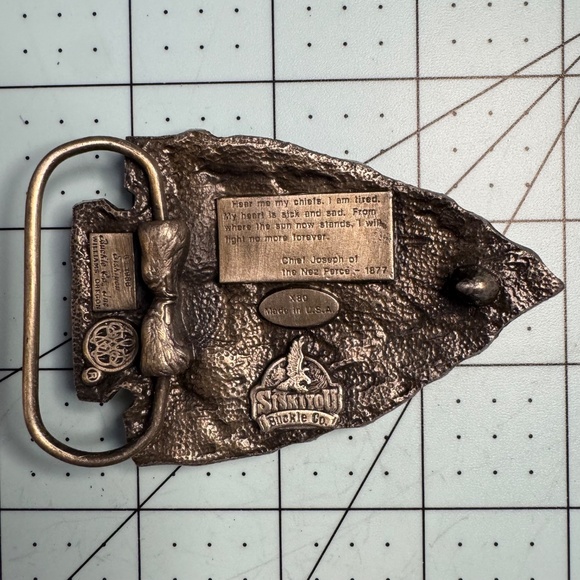 Native American Indian Chief Joseph Nez Perce Arrowhead Siskiyou Belt Buckle - Picture 2 of 3